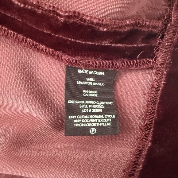 Theory Size S Mock Neck Choker Collar Velvet Top Cutout Blouse Dark Currant Red - Picture 10 of 10